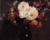 Dahlias, Queens Daisies, Roses and Corn Flowers - 亨利·方丹·拉图尔